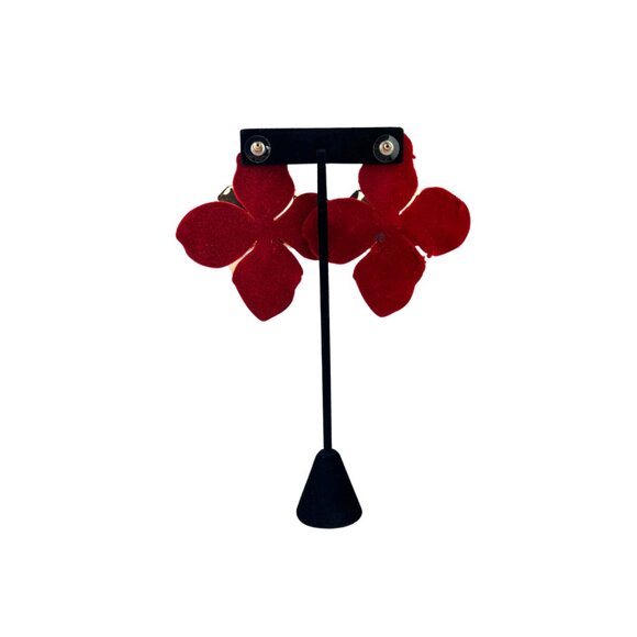 Flocked Flower Earrings - Picture 2 of 3